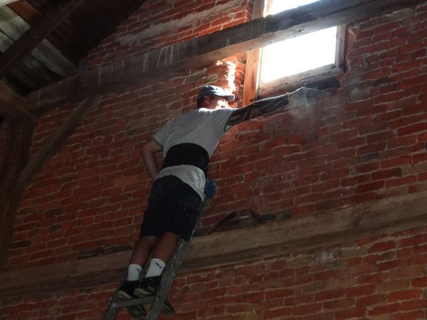 Repointing brick from inside